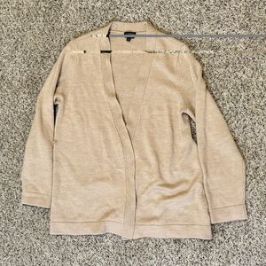 Talbots Women’s Pure Italian Merino Wool Open Front Cardigan Sweater L Beige